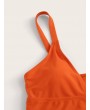 Ruffle Trim Top With Cut Out Panty Tankini