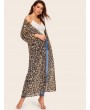 Drop Shoulder Leopard Kimono