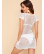 Solid Fishnet Mesh Bodycon Cover Up