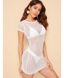 Solid Fishnet Mesh Bodycon Cover Up