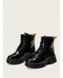 Lace-up Front Patent Leather Ankle Boots