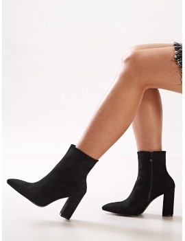 Point Toe Side Zip Chunky Boots