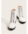 Lace-up Front Textured Combat Boots