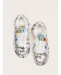 Slogan Detail Iridescent Lace-up Chunky Sneakers