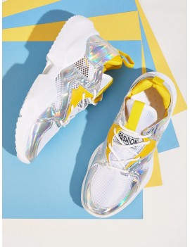 Lace-up Front Holographic Chunky Sneakers