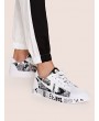 Letter Graphic Lace Up Sneakers