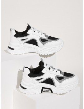 Contrast Lace-up Front Chunky Sole Sneakers