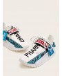 Slogan Ribbon Decor Lace-up Sneakers