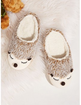 Hedgehog Design Faux Fur Lined Slippers
