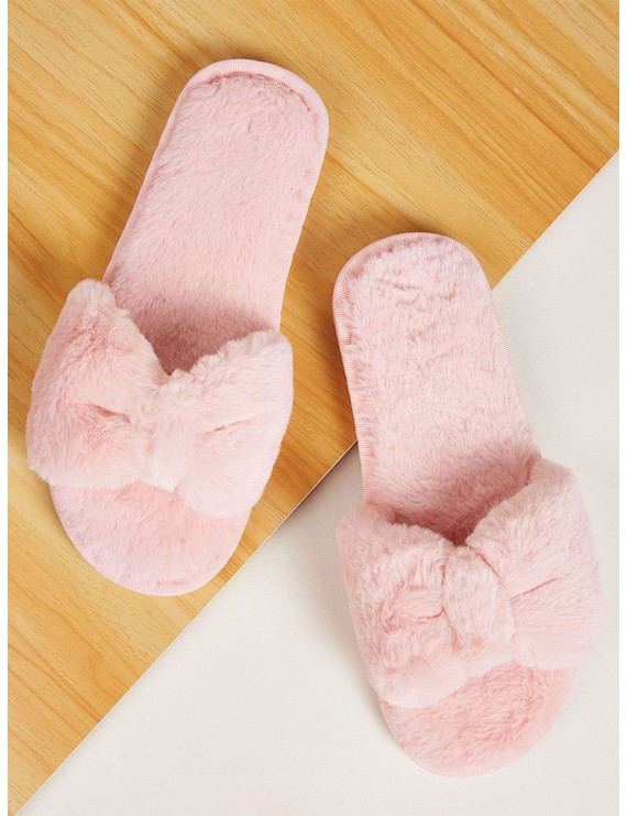 Open Toe Fluffy Slippers