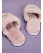 Rhinestone Decor Fluffy Slippers