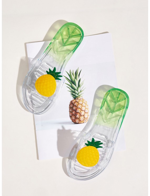 Pineapple Decor Clear Flat Sliders
