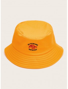 Palm Embroidery Corduroy Bucket Hat