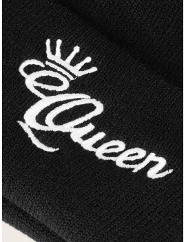 Letter Embroidery Cuffed Beanie