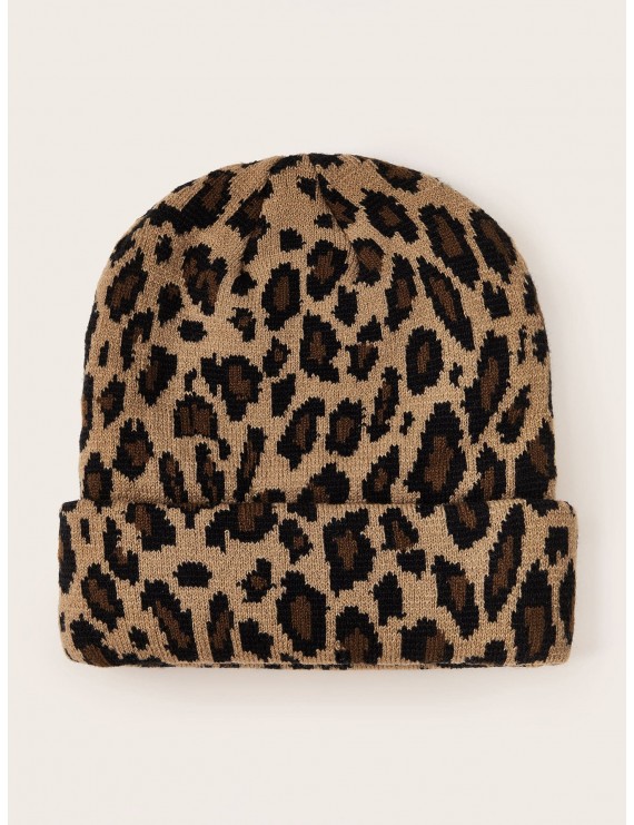 Leopard Pattern Knit Hat