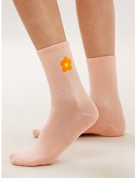 1pair Flower Print Socks