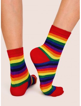 Rainbow Striped Pattern Socks 1pair
