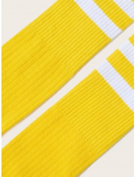 1pair Striped Pattern Knee Length Socks