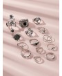 Hollow Out Flower Decor Ring 14pcs
