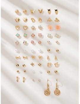 Bow Knot & Heart Decor Earrings 30pairs