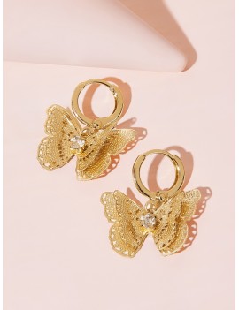 Circle Butterfly Drop Earrings 1pair