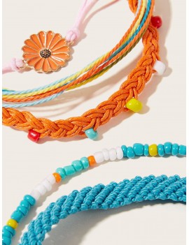 Daisy Decor Braided String Bracelet 5pcs