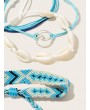 Shell & Ring Decor String Bracelet 4pcs