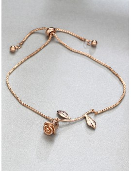 Metal Rose Detail Link Bracelet 1pc