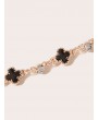 Clover & Rhinestone Decor Chain Bracelet 1pc
