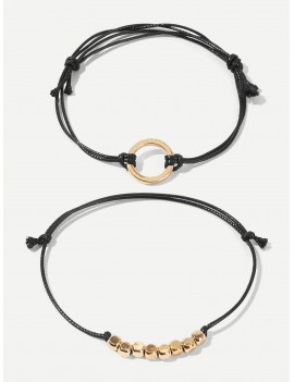 Circle Detail Bracelet Set 2pcs