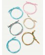 Multi-layered Color-block String Bracelet 6pcs