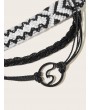 Round Decor Braided String Bracelet 3pcs