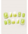 Pearl Decor Fake Nail 24pcs With Double Side Tape