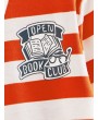 Striped Graphic Print Polo Neck Tee