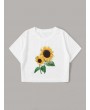Sunflower Print Crop Tee