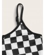 Checkered Print Crop Cami Top