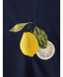 Lemon Embroidery Kangaroo Pocket Hoodie