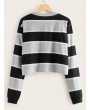 Striped Drop Shoulder Crop Sweatshirt