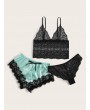 Floral Lace Lingerie Set With Satin Shorts 3pack