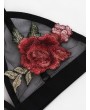 Embroidered Rose Applique Mesh Bralette