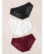 Scalloped Trim Floral Lace Panty Set 3pack