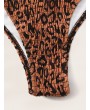 Leopard Smocked Ring Linked Swimwear Set