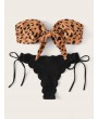 Leopard Knot Front Bandeau Swimwear Set