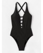 Criss Cross Ruched Backless One Piece Swimwear