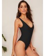 Low Back Solid One Piece Swimsuit